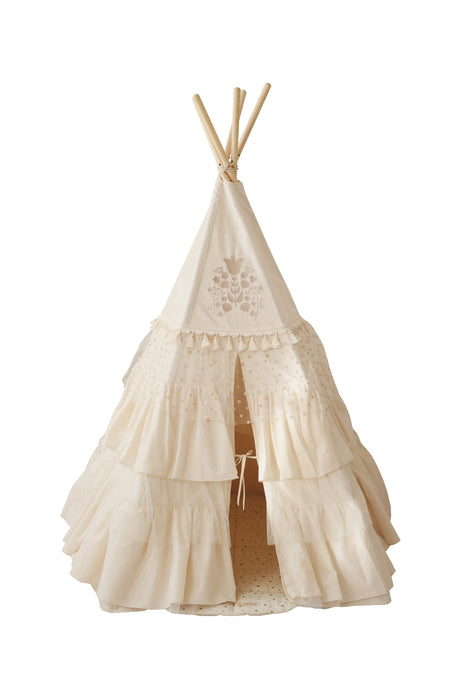 Moi Mili “Boho” Teepee Tent with Frills and "Caramel" Mat with Frill Set