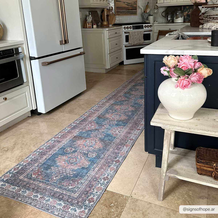 Hauteloom Baltinglass Rust & Blue Washable Area Rug