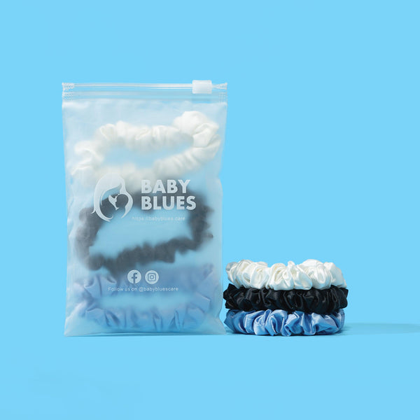 Baby Blues Gentle Hair Silk Scrunchies