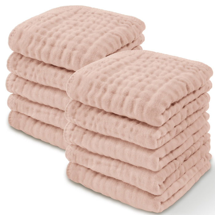 Comfy Cubs Muslin Cotton Baby Washcloths - Blush