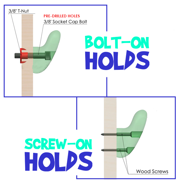 Project Playroom Wave Rock Wall Holds | Bolt On or Screw On