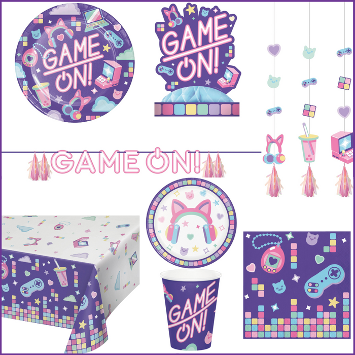 Party Decorations Gamer Girl Birthday Kit for 8 (46 Total Items)