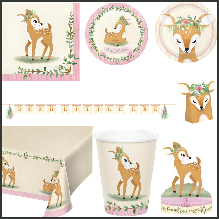 Party Decorations Deer Little One 53 Piece Birthday Party Kit for 8