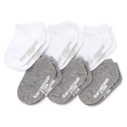 Burts Bees Solid Organic Cotton Baby Ankle Socks 6 Pack Heather Grey