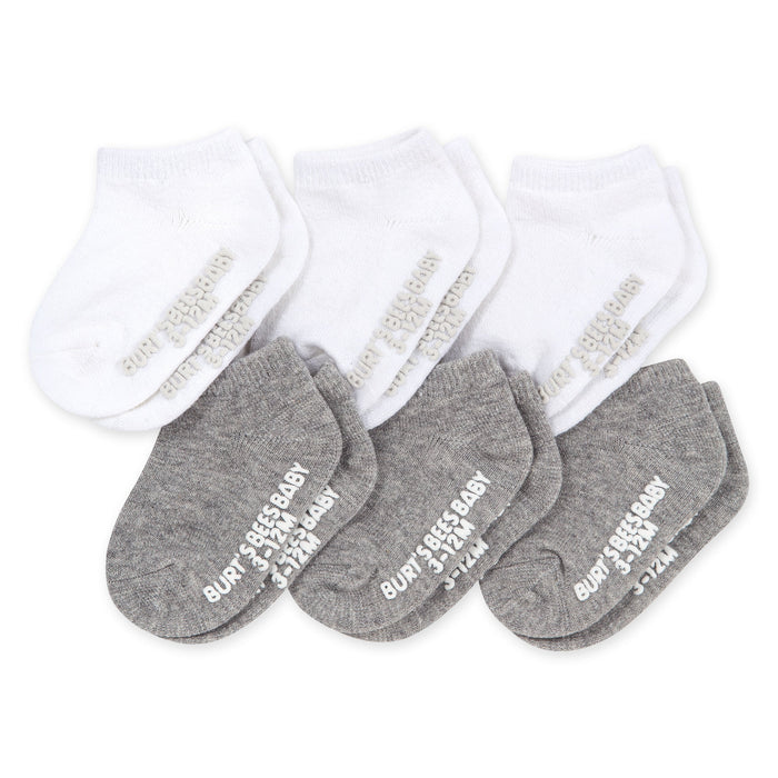 Burts Bees Solid Organic Cotton Baby Andle Socks 6 Pack Heather Grey