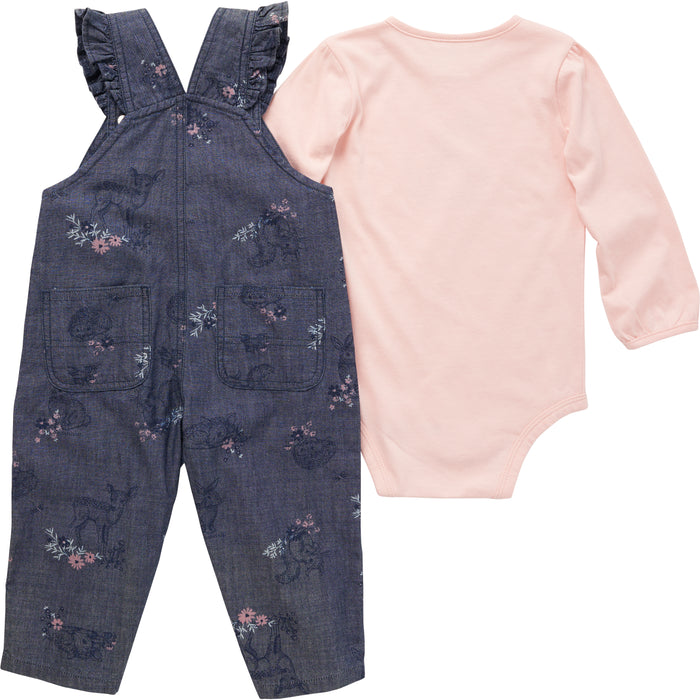 Carhartt Long Sleeve Bodysuit and Chambray Overall Set