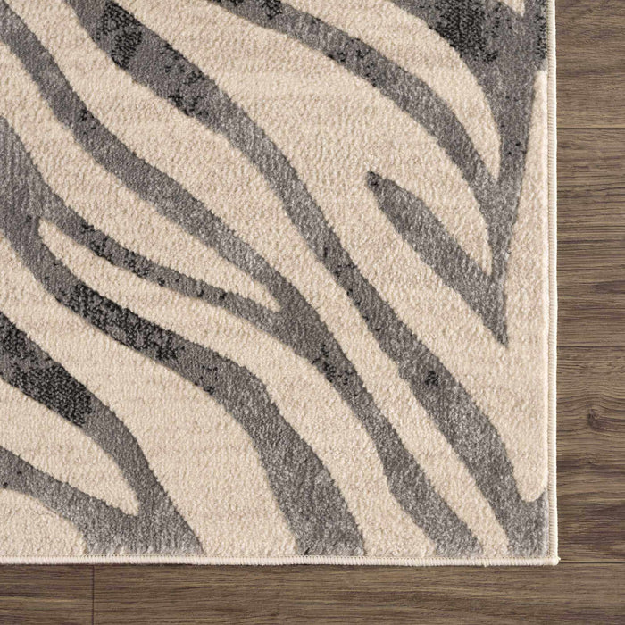 Hauteloom Gray Ecorse Zebra Print Area Rug