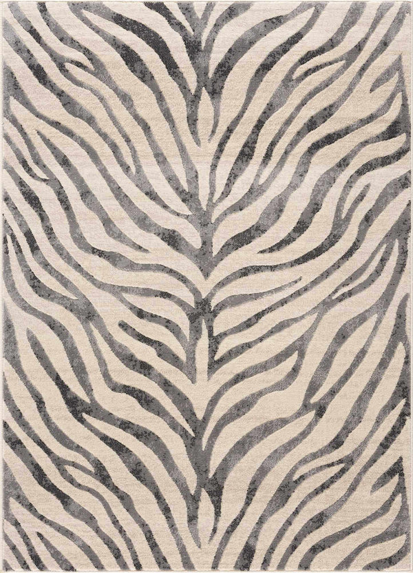 Hauteloom Gray Ecorse Zebra Print Area Rug