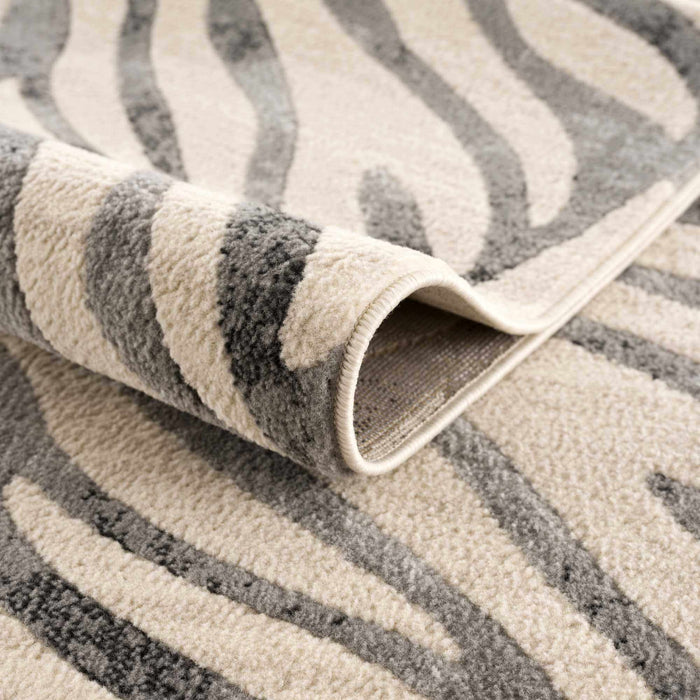 Hauteloom Gray Ecorse Zebra Print Area Rug