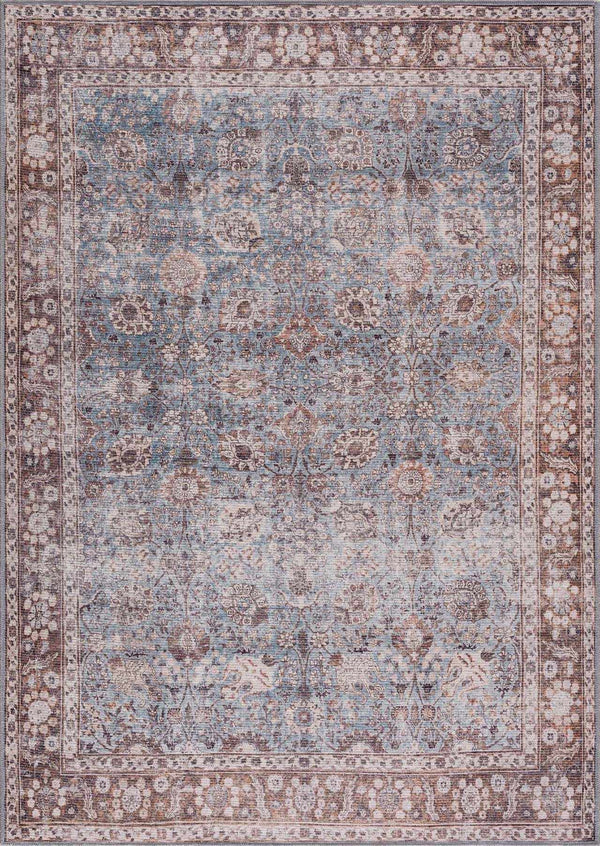 Hauteloom Brown Blue Dauis Vintage Washable Rug