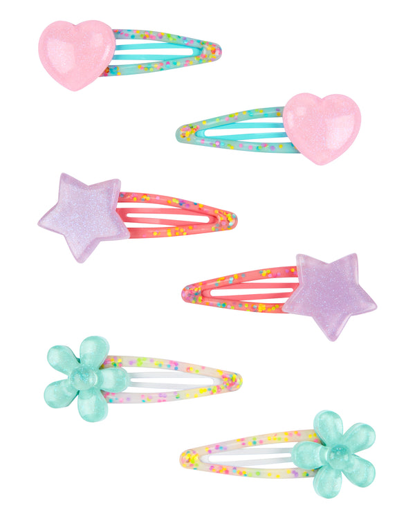 Carter's 6 Pack Icon Hair Clips One Size