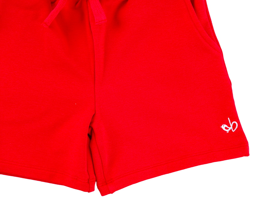 Birdie Bean crimson bamboo/cotton shorts