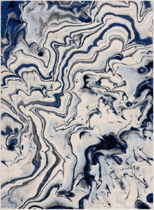 Hauteloom Glendon Cream Blue Marble Rug