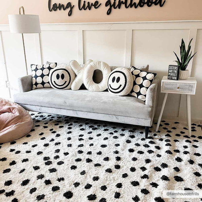 Hauteloom Cansu Black & White Dotted Area Rug