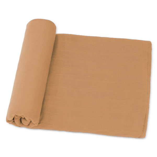 Comfy Cubs Muslin Swaddle Blanket, 1 Pack - Caramel