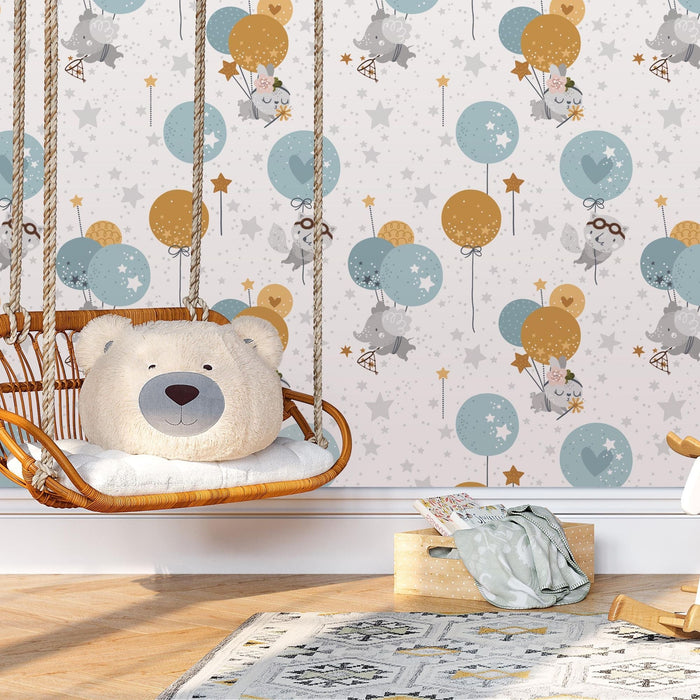 TeepeeJoy Balloon Peel and Stick Wallpaper or Traditional Wallpaper - Catching Stars