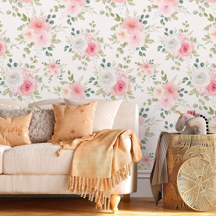 TeepeeJoy Floral Theme Wallpaper - Clustered Bouquet