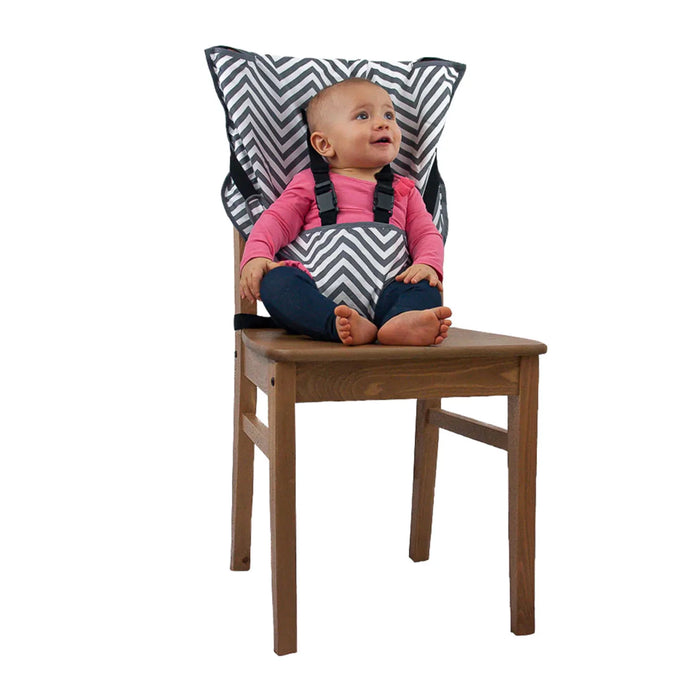 CozyBaby Portable Easy Seat Cloth High Chair with Secure Safety Harness, Gray