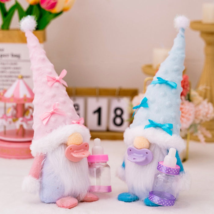 OrnamentallyYou Cute Nursery Pair Baby Gnome Set of 2, Light Blue and Pink Toddler Boy and Girl