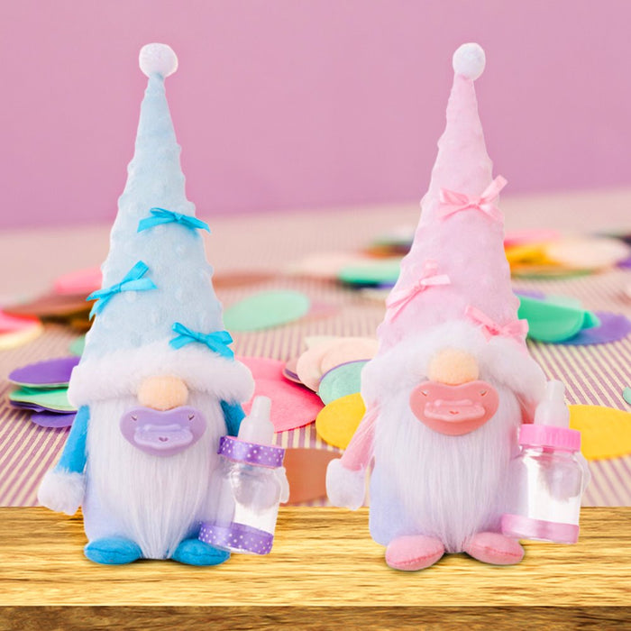 OrnamentallyYou Cute Nursery Pair Baby Gnome Set of 2, Light Blue and Pink Toddler Boy and Girl