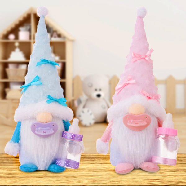 OrnamentallyYou Cute Nursery Pair Baby Gnome Set of 2, Light Blue and Pink Toddler Boy and Girl