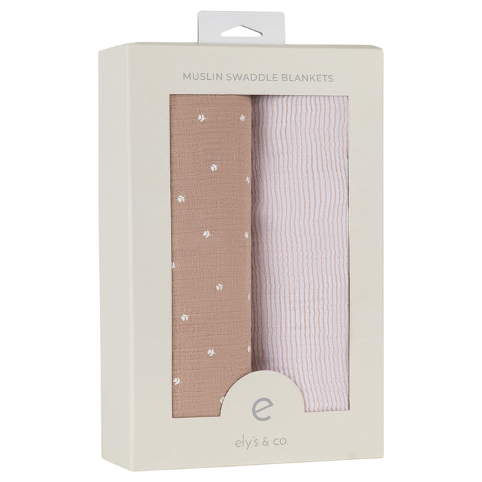 Ely's & Co. 2 Pack Cotton Muslin Swaddle Blanket