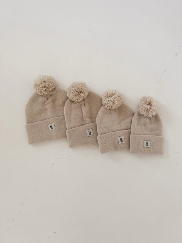 forever french baby Pom Top Knit Beanie | Oatmeal