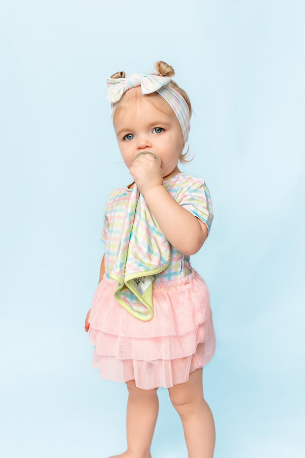 Dream Big Little Co SPRING GINGHAM DREAM TUTU BODYSUIT DRESS