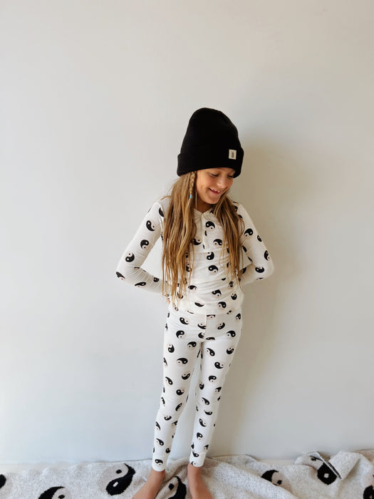 forever french baby Bamboo Two Piece Pajama | Black & White Yin Yang