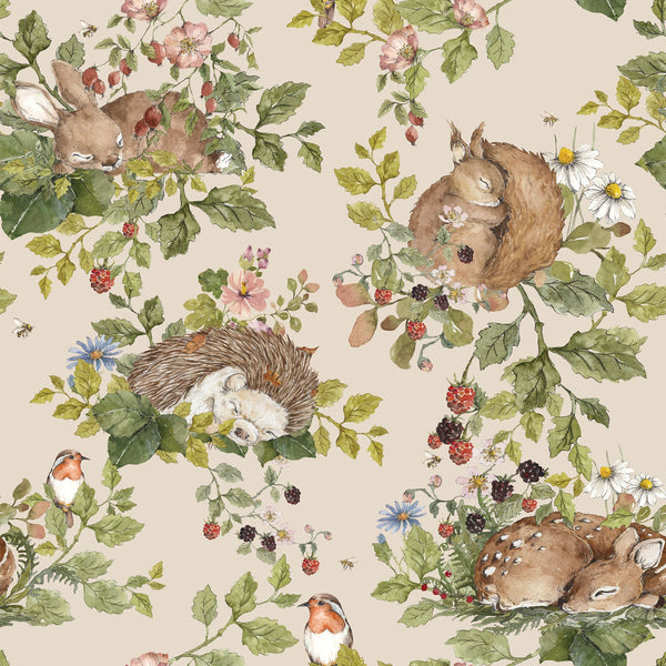 Dekornik Little Sleepy Animals Light Wallpaper