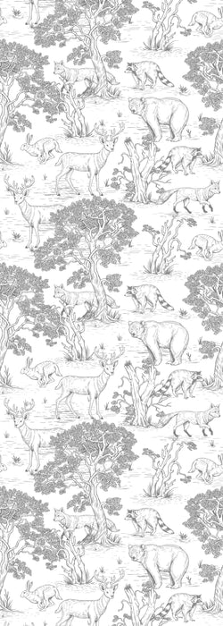 Dekornik Sketchbook Animals White Wallpaper