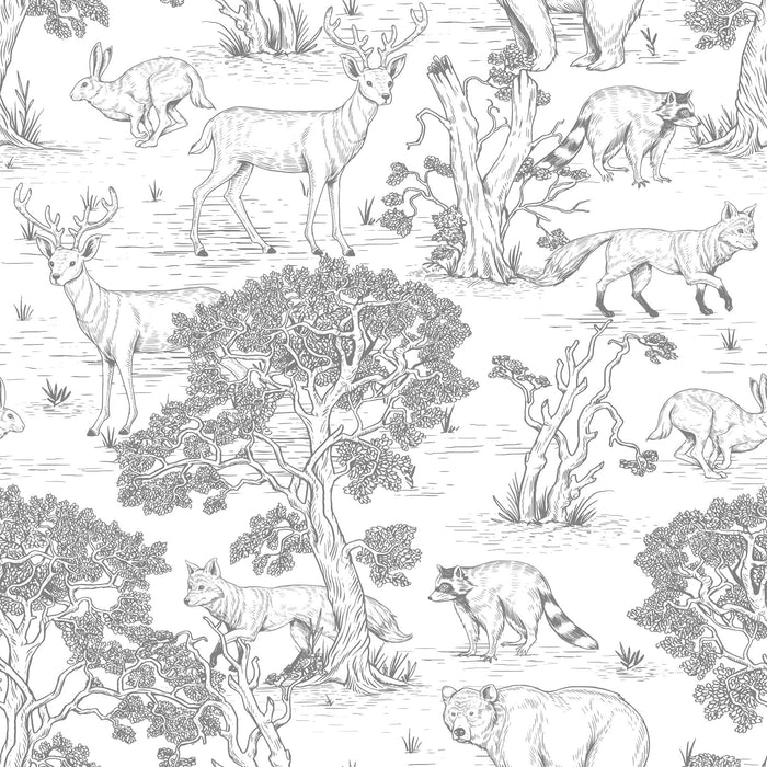 Dekornik Sketchbook Animals White Wallpaper