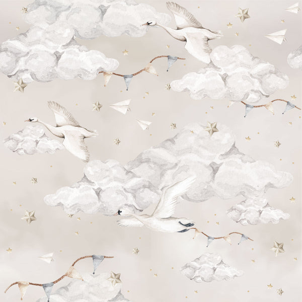 Dekornik Magic Swans Beige Wallpaper