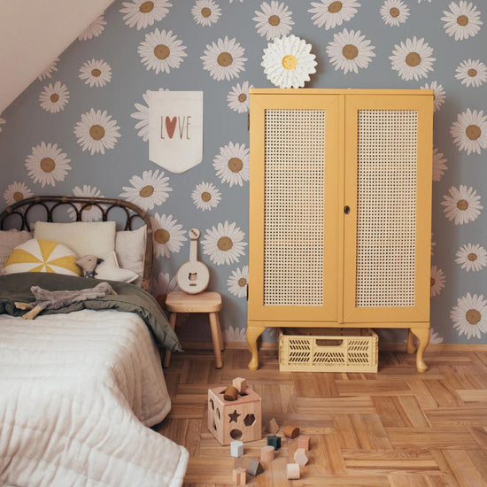 Dekornik Tuscan Daisies Blue Wallpaper