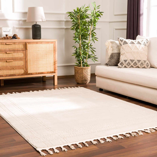 Hauteloom Ryuu Ivory Carved Area Rug