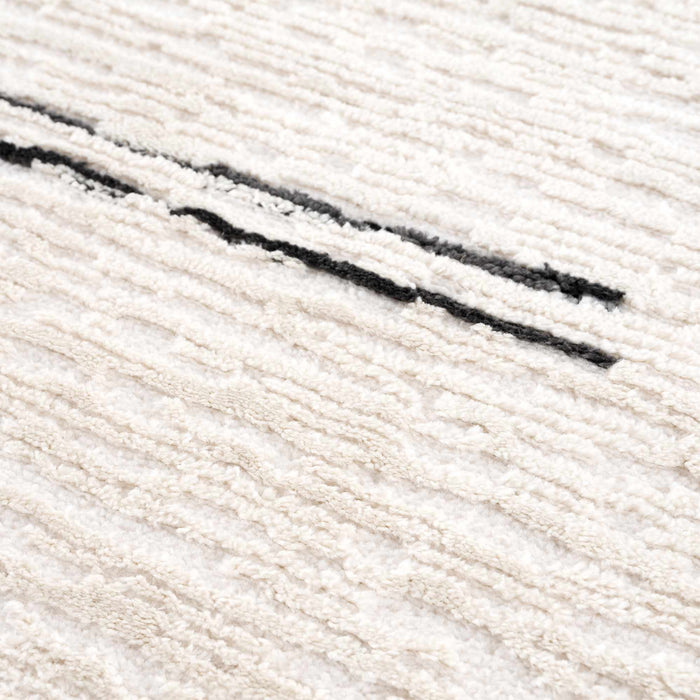 Hauteloom Riad Black Striped White Area Rug with tassels