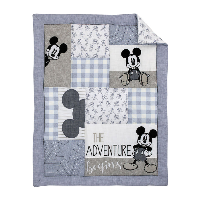 Disney Mickey Mouse - Call Me Mickey The Adventure Begins Stars and Gingham 3 Piece Nursery Crib Bedding Set