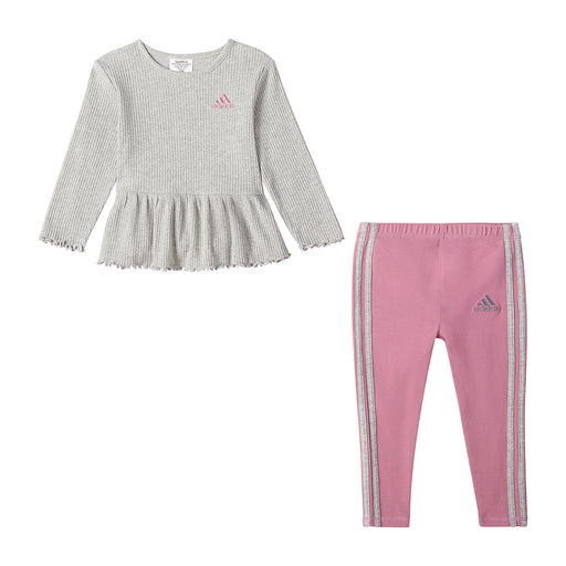 Adidas Baby Girls Peplum Top & Ribbed Pant Set