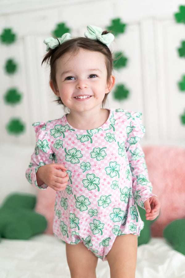 Dream Big Little Co Little Miss Shamrock Dream Bubble Romper