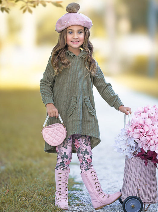 Mia Belle Girls Cozy Woodland Hooded Tunic and Camouflage Legging Set