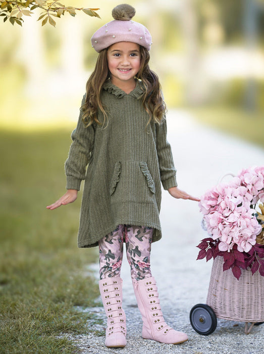 Mia Belle Girls Cozy Woodland Hooded Tunic and Camouflage Legging Set