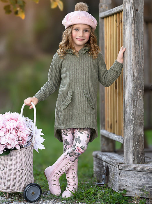 Mia Belle Girls Cozy Woodland Hooded Tunic and Camouflage Legging Set