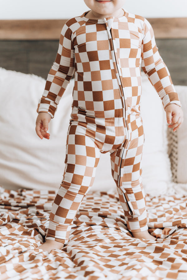 Dream Big Little Co CHESTNUT CHECKERS DREAM ROMPER