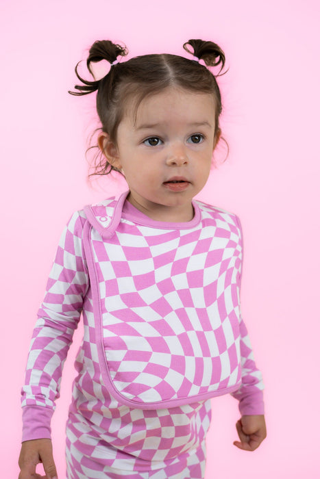 Dream Big Little Co Bubblegum Wavey Checkers Dream Baby Bib