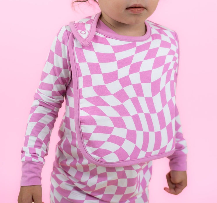 Dream Big Little Co Bubblegum Wavey Checkers Dream Baby Bib