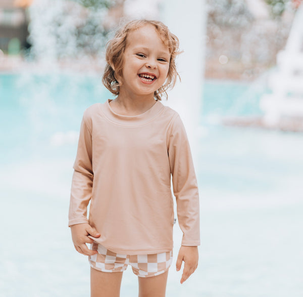 Dream Big Little Co TAN DREAM RASH GUARD