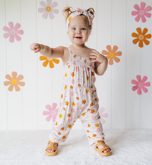 Dream Big Little Co YIN YANG DAISIES SMOCKED JUMPSUIT