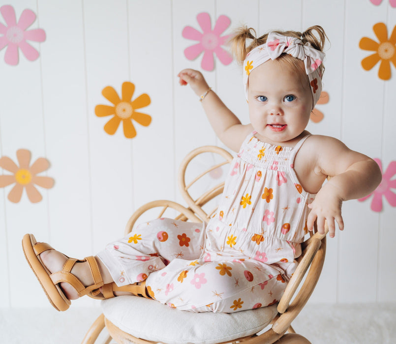 Dream Big Little Co YIN YANG DAISIES SMOCKED JUMPSUIT