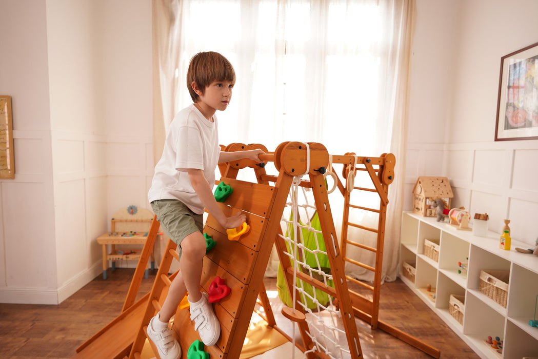 Avenlur Chestnut - Outdoor and Indoor 8-in-1 Jungle Gym for Toddlers Playset