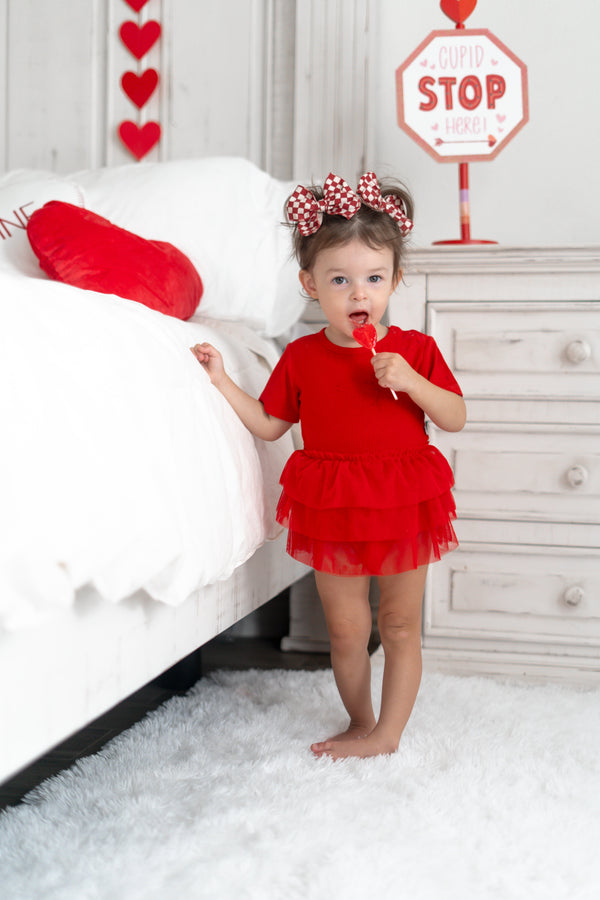 Dream Big Little Co RED RIB DREAM TUTU BODYSUIT DRESS